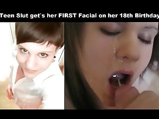 Teen Slut get her FIRST Facial on her 18th Birthday