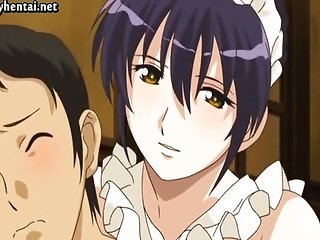 Anime maid masturbating and sucks