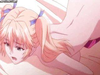 Anime slut enjoys pink dildo