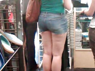 Booty and Long Legs in Jeans Shorts