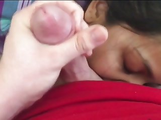 Horny indonesian Maid sucking White dick