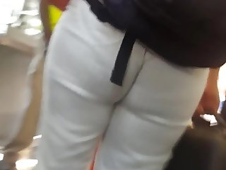 Candid wedgie booty on shuttle bus