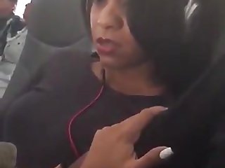 Boyfriend fingering his girlfriend on airplane